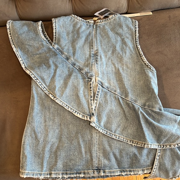 Jonathan Simkhai denim ruffle jean shirt - Picture 4 of 4